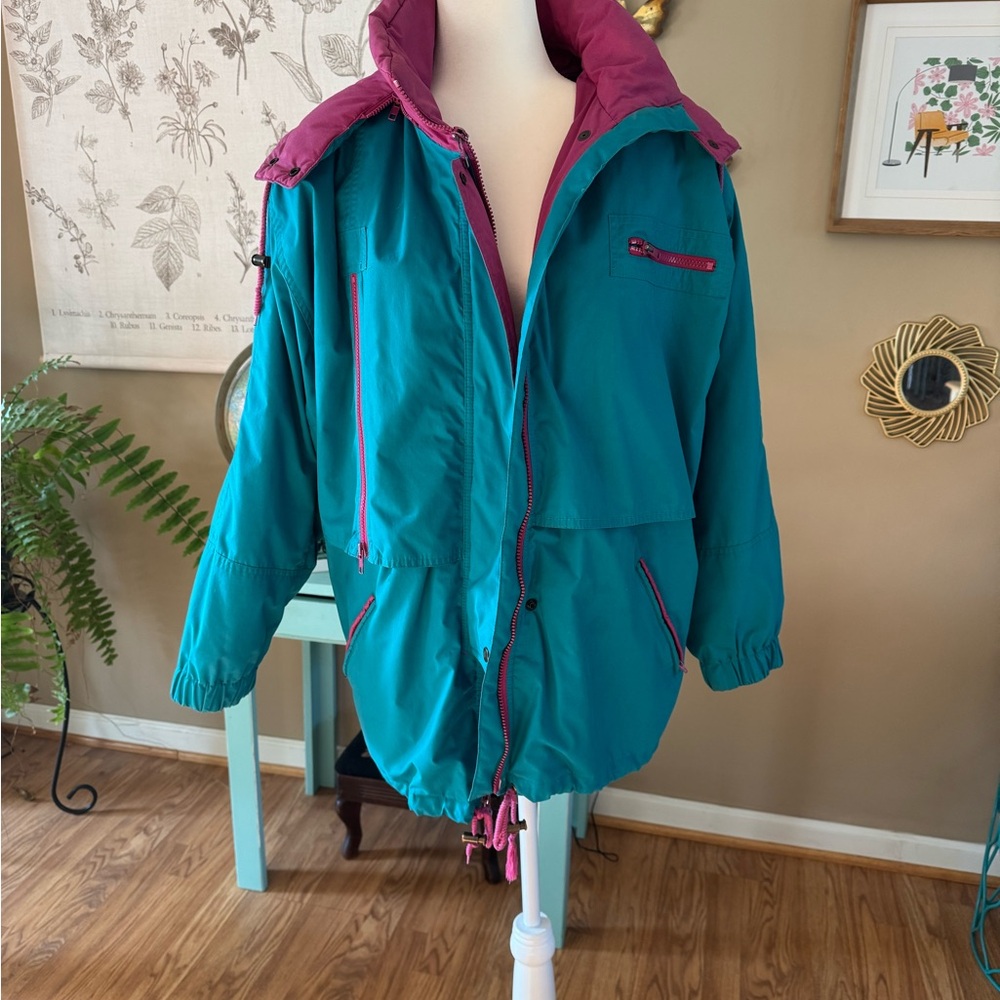 London Fog Vintage Teal and Magenta Ski Jacket 80’s 90’s Thinsulate LG